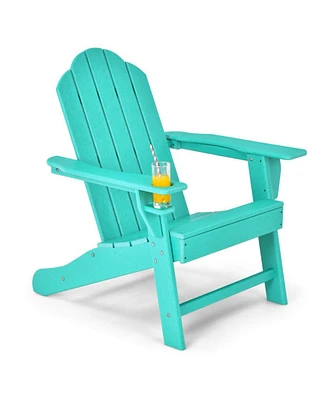 Vebreda Outdoor Adirondack Chair with Built-in Cup Holder for Backyard Porch