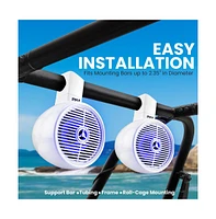 Pyle 6.5'' Marine Bluetooth Wakeboard Speaker System with Led Lights, 200W, White