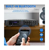 Pyle 5-Channel Audio Amplifier - Multi-Source 1/4" Audio/Microphone Input, Usb/Sd Readers, Fm Radio, Built-in Bluetooth for Wireless Audio Streaming