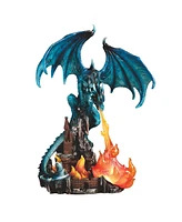 Fc Design "2-pc Set" 11.75"H Blue Dragon Mouth with Led Fire on Castle Figurine Statue Ornament Home Room Office Decor and Perfect Ideas for Housewarm