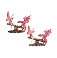 Fc Design "2-pc Set" 11"W Red Fairy and Dragon on SeeSaw Figurine Statue Ornament Home Room Office Decor and Perfect Ideas for Housewarming, Holidays