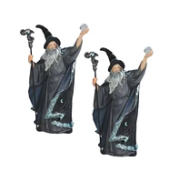 Fc Design "2-pc Set" 7.75"H Grey/Black Wizard with Magic Wand and Glass Ball Figurine Statue Ornament Home Room Office Decor and Perfect Ideas for Hou