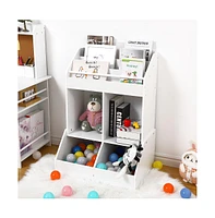 gaomon Kids Bookshelf and Toy Storage, Wood Book Shelf Organizer for Toddler, Playroom Storage