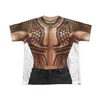 Aquaman Movie Boys Tattoos (Front/Back Print) Short Sleeve Poly Crew Tee / T-Shirt