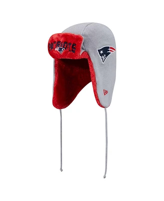 New Era Men's Gray New England Patriots Helmet Head Trapper Knit Hat