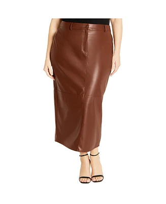 City Chic Plus Faux Leather Ivy Skirt