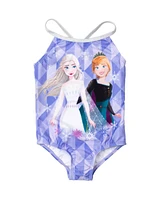Frozen Little Girls 2 Pack Crossover One Piece Bathing Suits