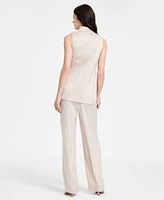 Bar Iii Womens Sleeveless Satin Side Tie Vest Wide Leg Pants Exclusively At Macys