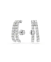 Swarovski Matrix White, Rhodium Plated Round Cut Cuff Earrings