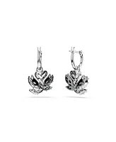 Swarovski Swan Black, Rhodium Plated Drop Earrings