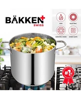 Bakken-Swiss Deluxe 14-Quart Stainless Steel Stockpot w/Tempered Glass See-Through Lid - Simmering Delicious Soups Stews & Induction Cooking
