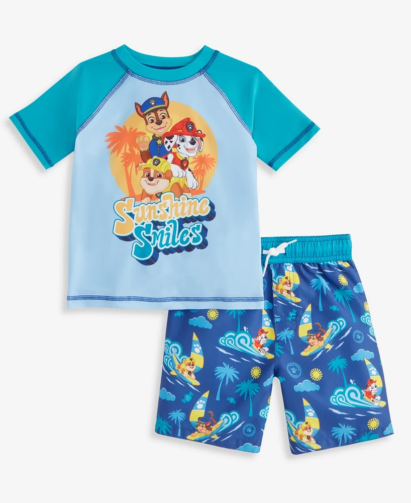 Paw Patrol Toddler Boys Rash Guard & Swim Trunks Set