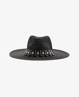 Steve Madden Marled Studded Heart Band Panama Hat