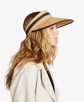 Steve Madden Tory Sport Strip Oversize Straw Visor Hat