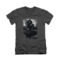 Batman Men's Arkham Knight Perched Short Sleeve Adult V Neck Premium Cotton Tee / T-Shirt