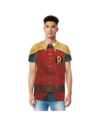 Batman Men's Classic Tv Robin Costume Short Sleeve Adult Poly Crew Tee / T-Shirt