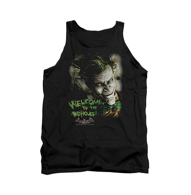 Batman Men's Arkham Asylum Welcome To The Madhouse Adult Tank Top