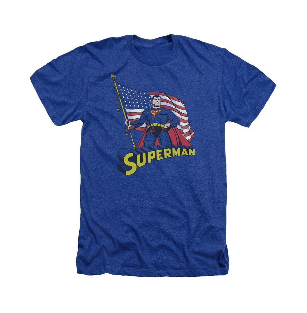 Superman Men's American Flag Adult Heather Tee / T-Shirt