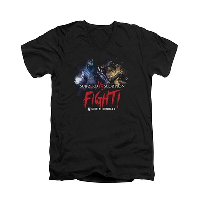 Mortal Kombat X Men's Fight Short Sleeve Adult V Neck Premium Cotton Tee / T-Shirt