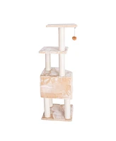 Armarkat 3-Level Real Wood Cat Tower for Kittens Play with Perch and Condo, Beige A4801