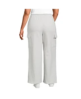 Lands' End Plus Serious Sweats High Rise Wide Leg Cargo Pants