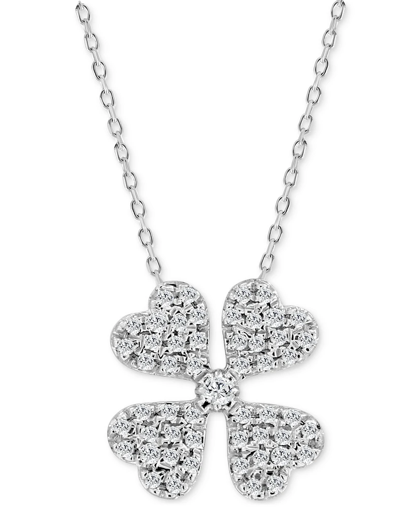 Diamond Four Leaf Clover Pendant Necklace (1/10 ct. t.w.) in 10k White Gold
