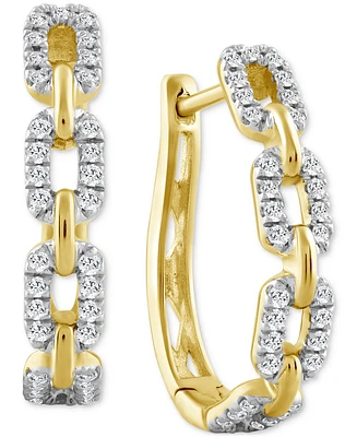 Diamond Link Oval Hoop Earrings (1/3 ct. t.w.) in 10k Yellow Gold