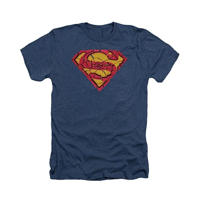 Superman Men's Shattered Shield Adult Heather Tee / T-Shirt