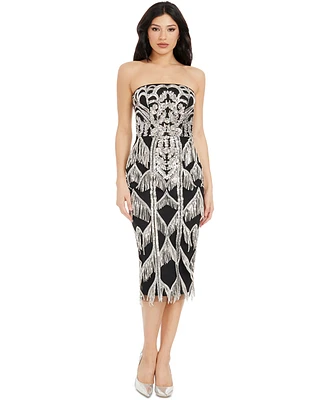 Dress the Population Women's Viviana Sequined Fringe