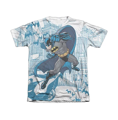 Batman Men's Skyline All Over Adult 65/35 Poly/Cotton Short Sleeve Tee / T-Shirt