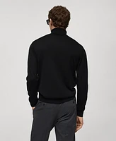 Mango Men's Fine-Knit Wool Turtleneck Sweater