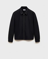 Mango Men's Slim-Fit Zipper Flannel Jacket