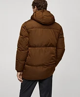 Mango Men's Water-Repellent Quilted Hooded Coat