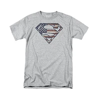 Superman Men's war-torn Flag Short Sleeve Adult Tee / T-Shirt