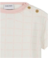 Calvin Klein Baby Girls Logo Print French Terry Tee and Pants, 2-Piece Set