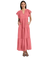 Calvin Klein Women's Split-Neck Tiered Maxi Dress