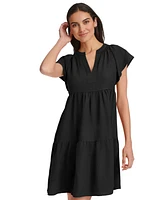 Calvin Klein Women's Split-Neck Tiered A-Line Dress
