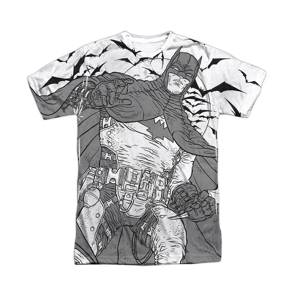 Batman Men's Liney Sub Short Sleeve Adult Poly Crew Tee / T-Shirt