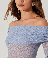 Astr the Label Women's Sheer Lace Diamante Off-The-Shoulder Top