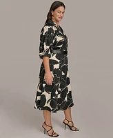 Donna Karan New York Plus Printed Belted Shirtdress