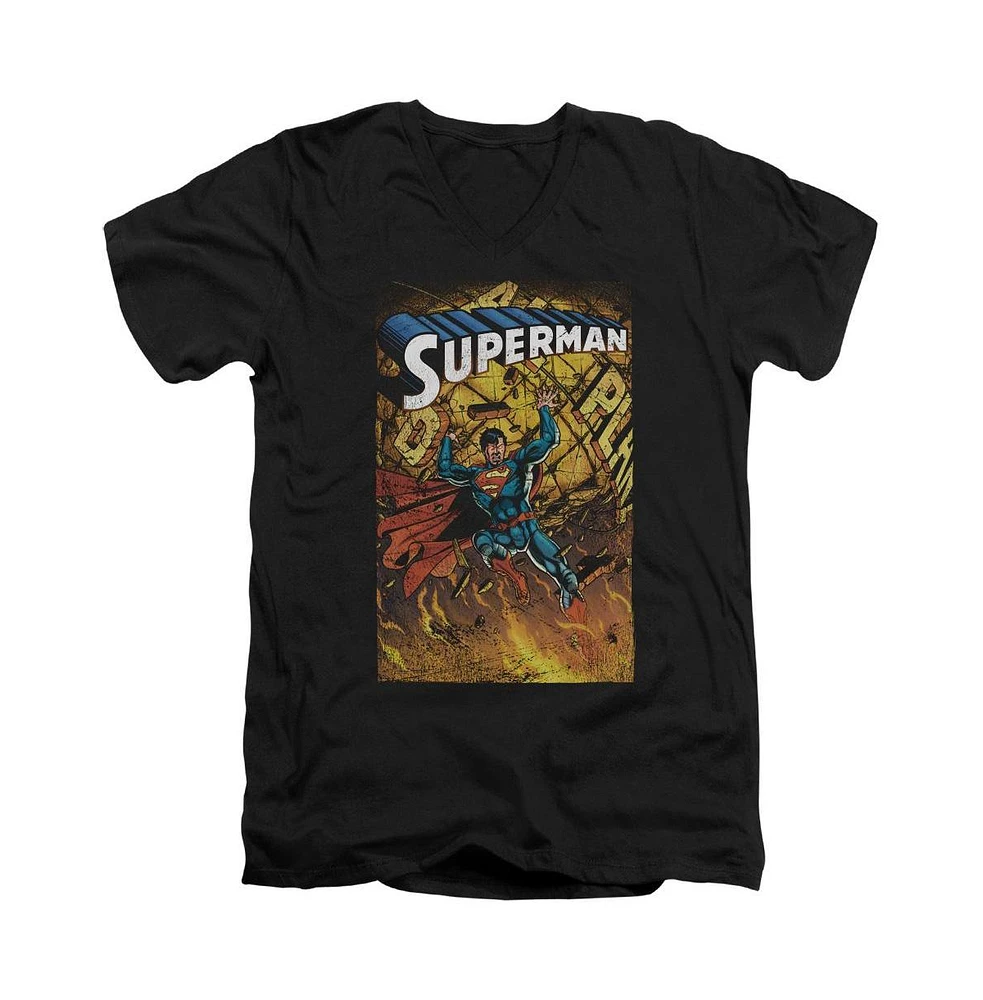 Superman Men's One Short Sleeve Adult V Neck Premium Cotton Tee / T-Shirt