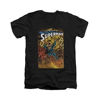 Superman Men's One Short Sleeve Adult V Neck Premium Cotton Tee / T-Shirt