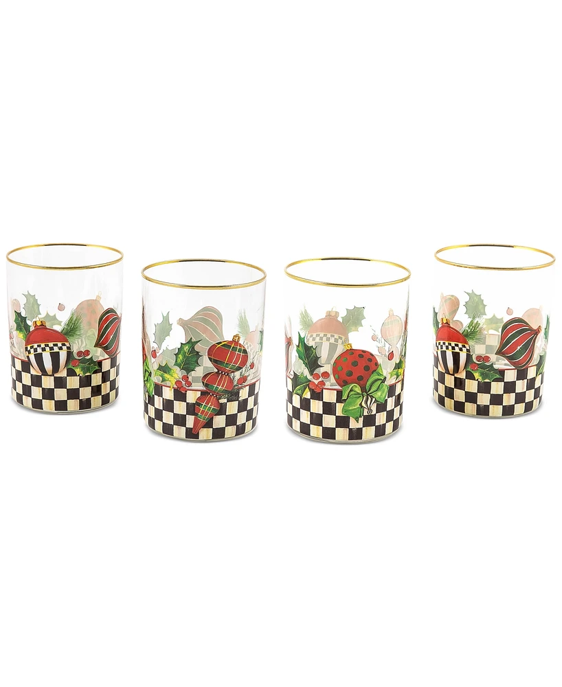 MacKenzie-Childs Deck the Halls Tumblers, Set of 4