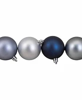 Northlight 60ct Sapphire Blue/Denim/Silver/Pewter Shatterproof 3-Finish Christmas Ball Ornaments 2.5"