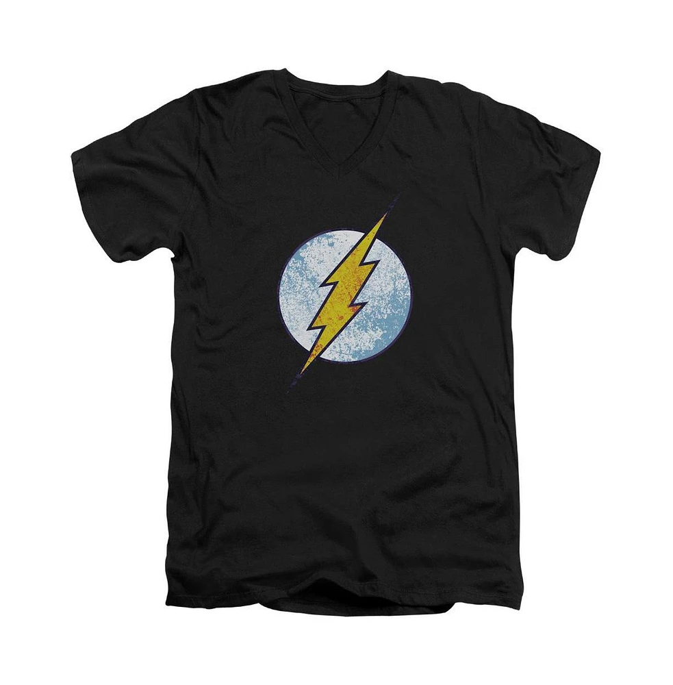 Flash Men's Dc Dc Comics Neon Distress Logo Short Sleeve Adult V Neck Tee / T-Shirt