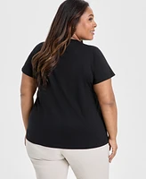 Jm Collection Plus Rhinestone-Trim T-Shirt, Exclusively at Macy's