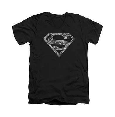 Superman Men's Urban Camo Shield Short Sleeve Adult V Neck Tee / T-Shirt