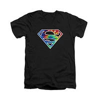 Superman Men's Tie Dye Logo Short Sleeve Adult V Neck Premium Cotton Tee / T-Shirt