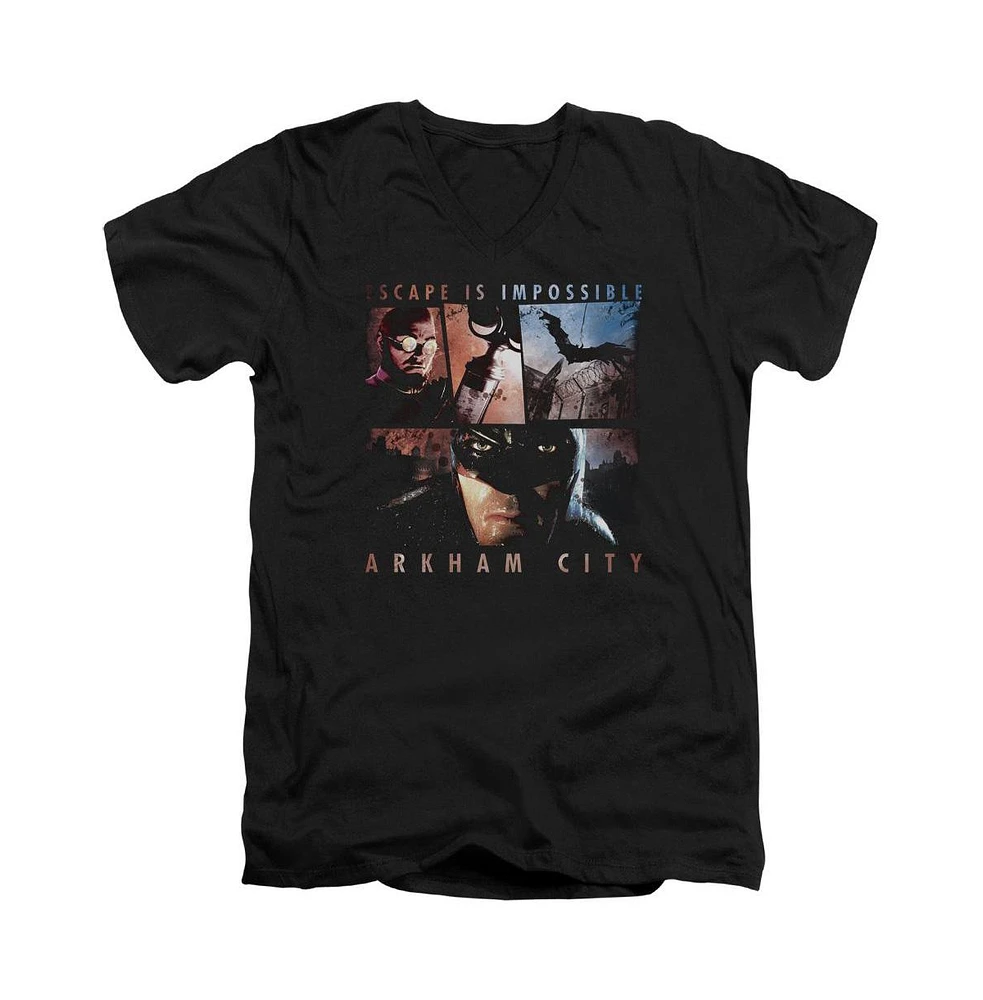 Batman Men's Arkham City Escape Is Impossible Short Sleeve Adult V Neck Tee / T-Shirt