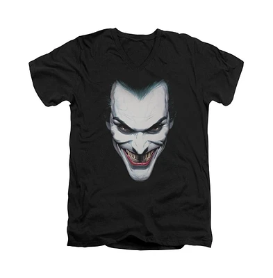 Batman Men's Joker Portrait Short Sleeve Adult V Neck Premium Cotton Tee / T-Shirt